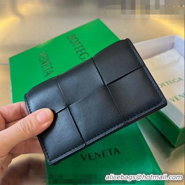 Promotional Bottega Veneta Cassette Business Card Case in Intrecciato Leather 651396 Black 2023