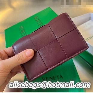 Discount Bottega Veneta Cassette Business Card Case in Intrecciato Leather 651396 Barolo Red 2023