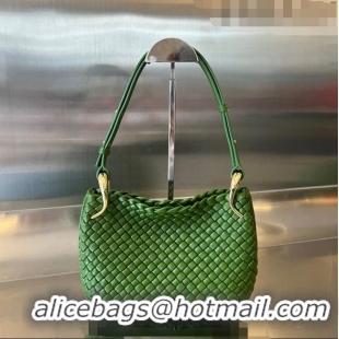 Good Product Bottega Veneta Small Clicker Shoulder Bag in Padded Intreccio Leather 730968 Avocado Green 2023