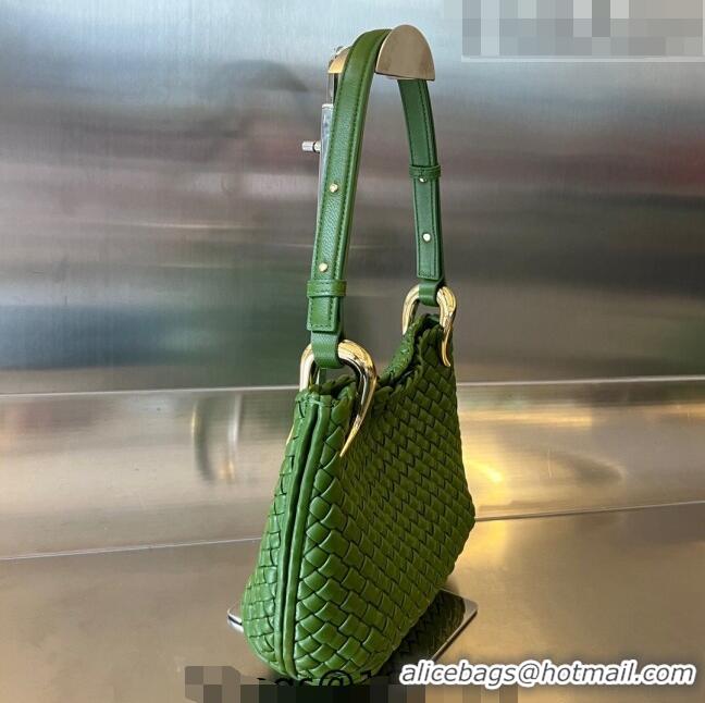 Good Product Bottega Veneta Small Clicker Shoulder Bag in Padded Intreccio Leather 730968 Avocado Green 2023