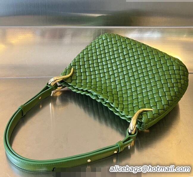 Good Product Bottega Veneta Small Clicker Shoulder Bag in Padded Intreccio Leather 730968 Avocado Green 2023