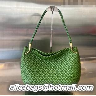 Promotional Bottega Veneta Medium Clicker Shoulder Bag in Padded Intreccio Leather 730968 Avocado Green 2023