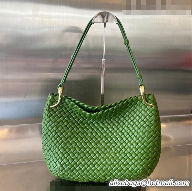 Promotional Bottega Veneta Medium Clicker Shoulder Bag in Padded Intreccio Leather 730968 Avocado Green 2023