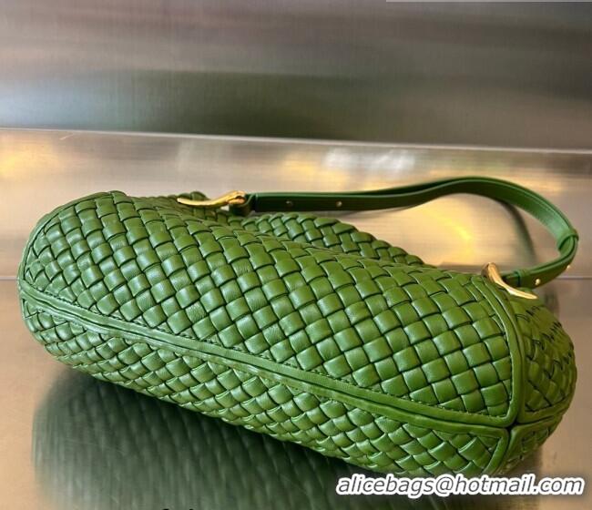 Promotional Bottega Veneta Medium Clicker Shoulder Bag in Padded Intreccio Leather 730968 Avocado Green 2023