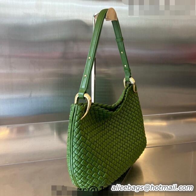 Promotional Bottega Veneta Medium Clicker Shoulder Bag in Padded Intreccio Leather 730968 Avocado Green 2023