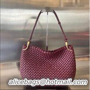 Famous Brand Bottega Veneta Medium Clicker Shoulder Bag in Padded Intreccio Leather 730968 Barolo Red 2023