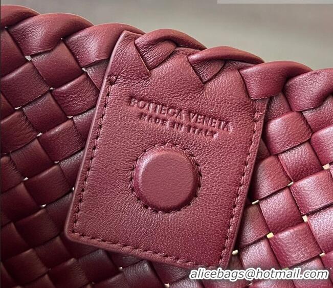 Famous Brand Bottega Veneta Medium Clicker Shoulder Bag in Padded Intreccio Leather 730968 Barolo Red 2023