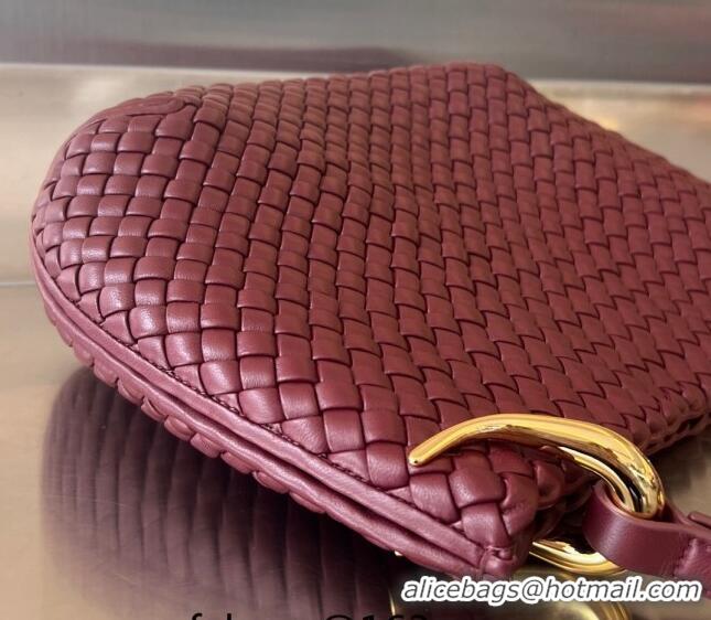 Famous Brand Bottega Veneta Medium Clicker Shoulder Bag in Padded Intreccio Leather 730968 Barolo Red 2023