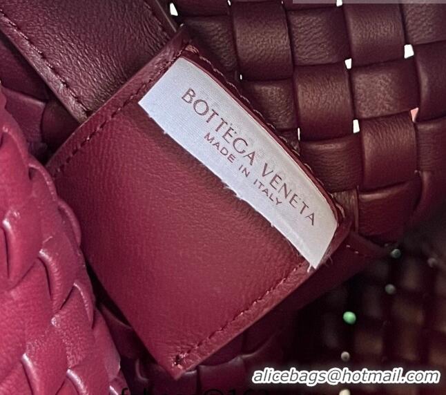 Famous Brand Bottega Veneta Medium Clicker Shoulder Bag in Padded Intreccio Leather 730968 Barolo Red 2023