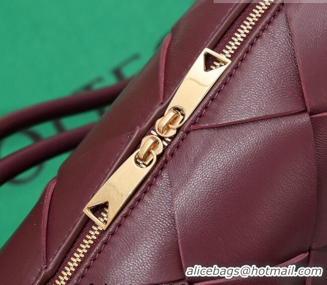 New Design Bottega Veneta Small Cassette Camera Bag in Intreccio Leather 709417 Barolo Red 2023