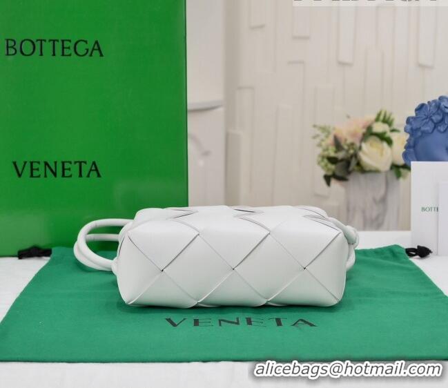 Promotional Bottega Veneta Small Cassette Camera Bag in Intreccio Leather 709417 White 2023