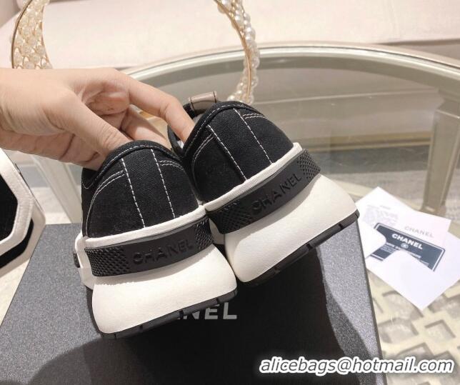 Good Quality Chanel Vintage Canvas Platform Sneakers Black 505051