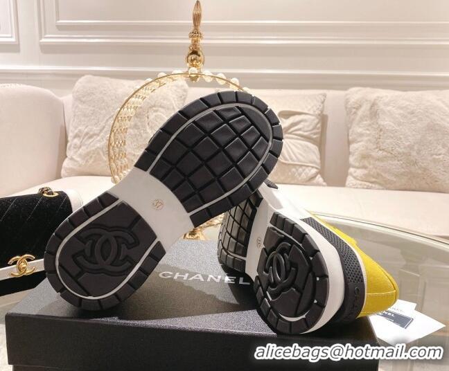 Charming Chanel Vintage Canvas Platform Sneakers Yellow 505052 