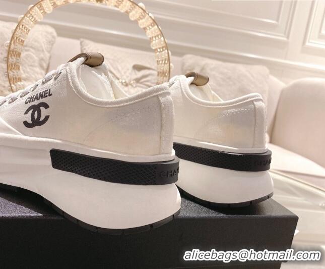 Unique Style Chanel Vintage Canvas Platform Sneakers White 505053