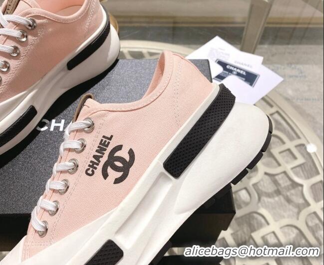 Best Product Chanel Vintage Canvas Platform Sneakers Light Pink 505056