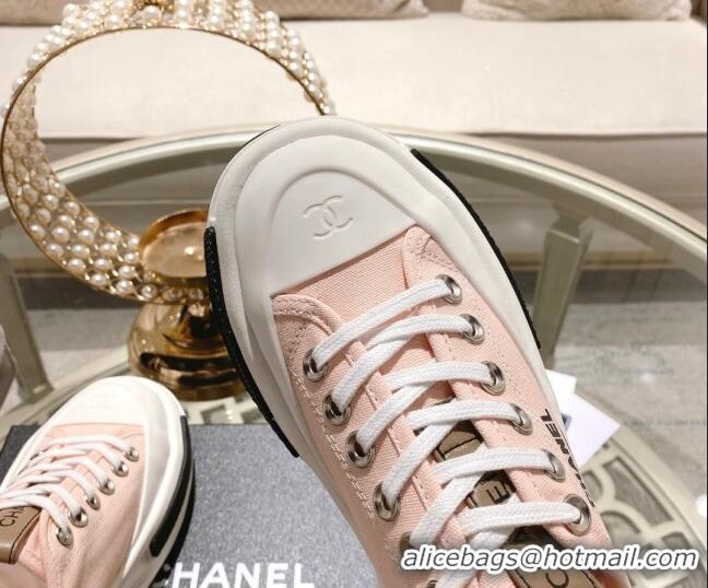 Best Product Chanel Vintage Canvas Platform Sneakers Light Pink 505056