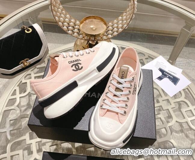 Best Product Chanel Vintage Canvas Platform Sneakers Light Pink 505056