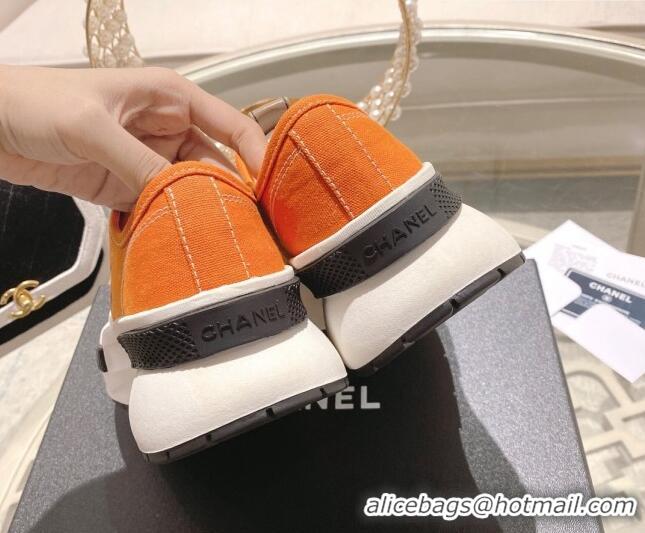 Unique Style Chanel Vintage Canvas Platform Sneakers Orange 505058