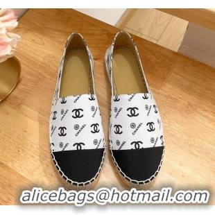 Luxurious Chanel CC Printed Canvas Espadrilles White 505060