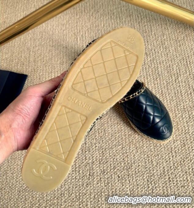 Shop Duplicate Chanel Quilted Lambskin Espadrilles with Chain Black 505062