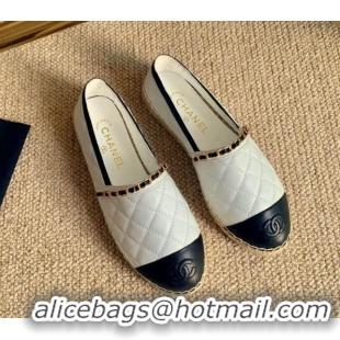 Good Product Chanel Quilted Lambskin Espadrilles with Chain White 505063