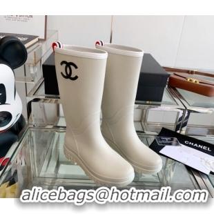 Best Price Chanel Rubber Rain Boots White 505069