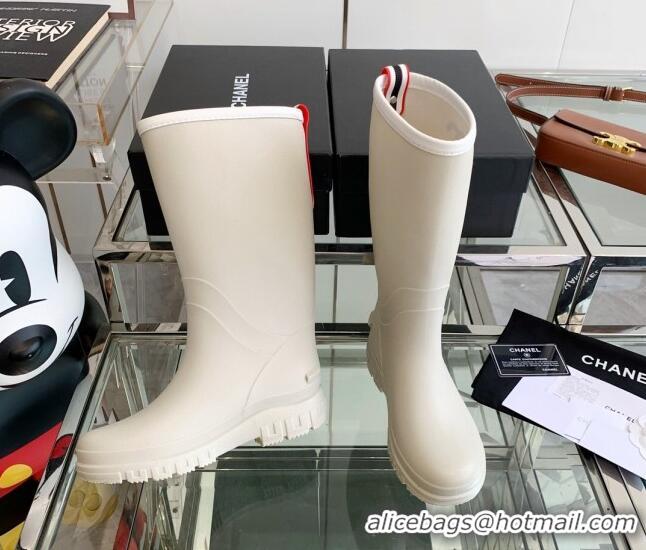 Best Price Chanel Rubber Rain Boots White 505069