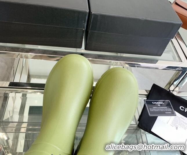 Luxury Chanel Rubber Rain Boots Green 505070