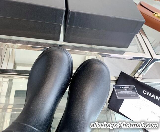 Stylish Chanel Rubber Rain Boots Black 505071