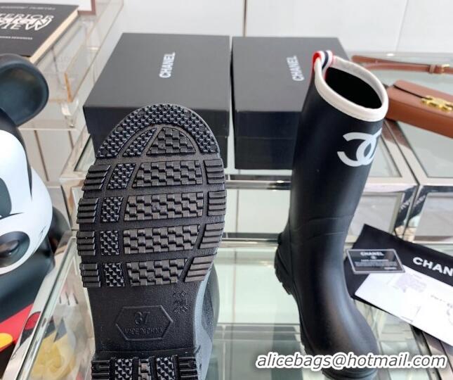 Stylish Chanel Rubber Rain Boots Black 505071