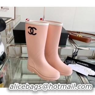 Perfect Chanel Rubber Rain Boots Light Pink 505072