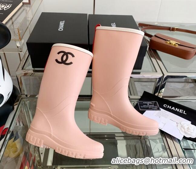 Perfect Chanel Rubber Rain Boots Light Pink 505072