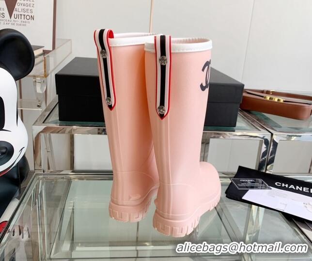 Perfect Chanel Rubber Rain Boots Light Pink 505072