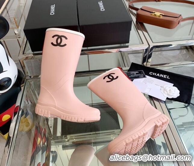 Perfect Chanel Rubber Rain Boots Light Pink 505072