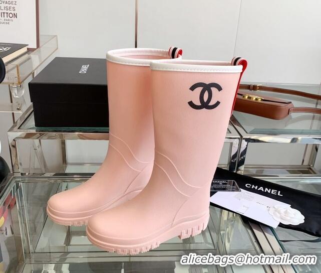 Perfect Chanel Rubber Rain Boots Light Pink 505072