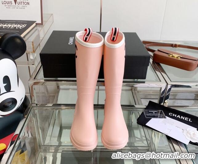 Perfect Chanel Rubber Rain Boots Light Pink 505072