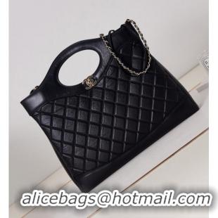 Famous Brand CHANEL 31 LARGE SHOPPING BAG AS1010 dark Black