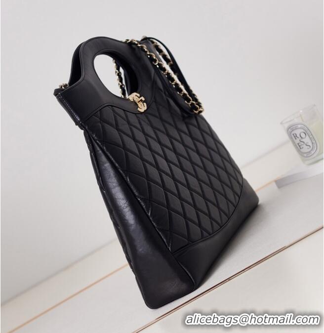 Famous Brand CHANEL 31 LARGE SHOPPING BAG AS1010 dark Black