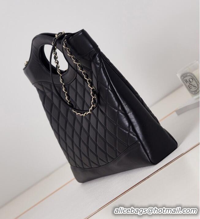 Famous Brand CHANEL 31 LARGE SHOPPING BAG AS1010 dark Black