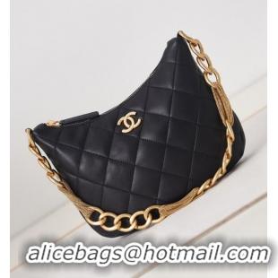 Famous Brand CHANEL HOBO HANDBAG AS4220 BLACK