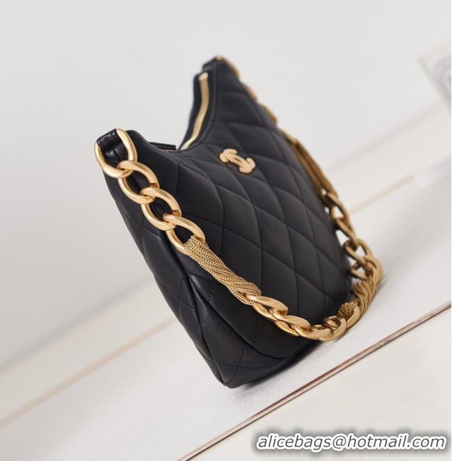 Famous Brand CHANEL HOBO HANDBAG AS4220 BLACK