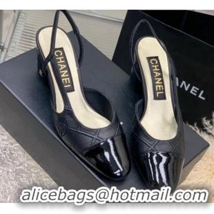 Sophisticated Chanel CC Quilted Calfskin Slingbacks Pumps 6.5cm Black 505086