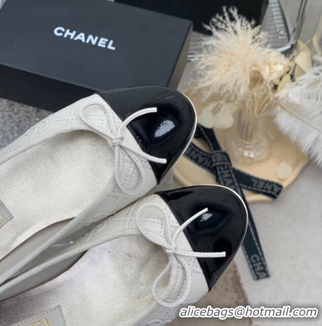 Purchase Chanel CC Quilted Calfskin Flat Ballerinas White 505088