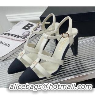 Best Product Chanel Calfskin Pointed Heel Sandals 7.5cm White 505094