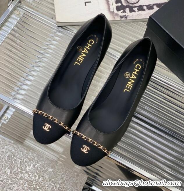 Best Price Chanel Calfskin Pumps 6.5cm with Chain Black 505099