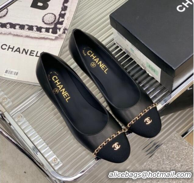 Best Price Chanel Calfskin Pumps 6.5cm with Chain Black 505099