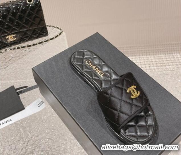 Best Product Chanel Quilted Fabric Foldover Flat Slide Sandals 525022