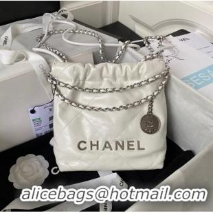 Super Quality CHANEL 22 MINI HANDBAG AS3980 white & Silver Tone