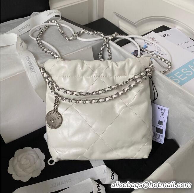 Super Quality CHANEL 22 MINI HANDBAG AS3980 white & Silver Tone