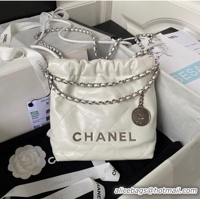 Super Quality CHANEL 22 MINI HANDBAG AS3980 white & Silver Tone